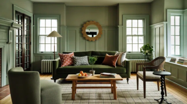 Living Room with All Green Shades