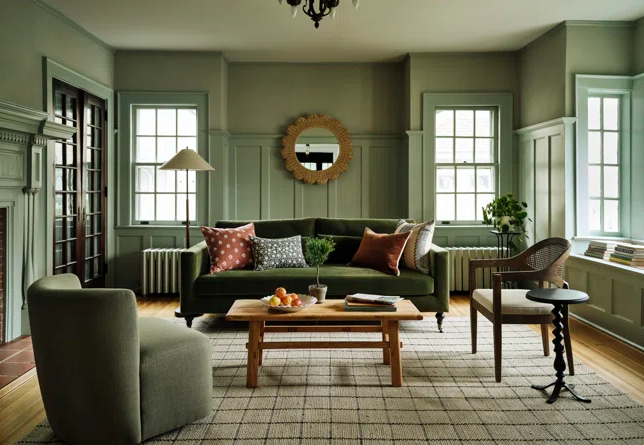 Living Room with All Green Shades